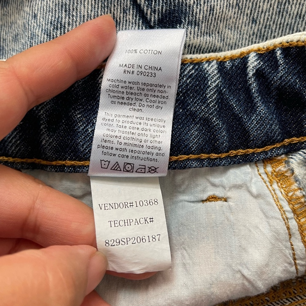 P A C S U N Hi-Rise Festival Acid Wash Raw Hem Jean Shorts Size 25 - Picture 7 of 13